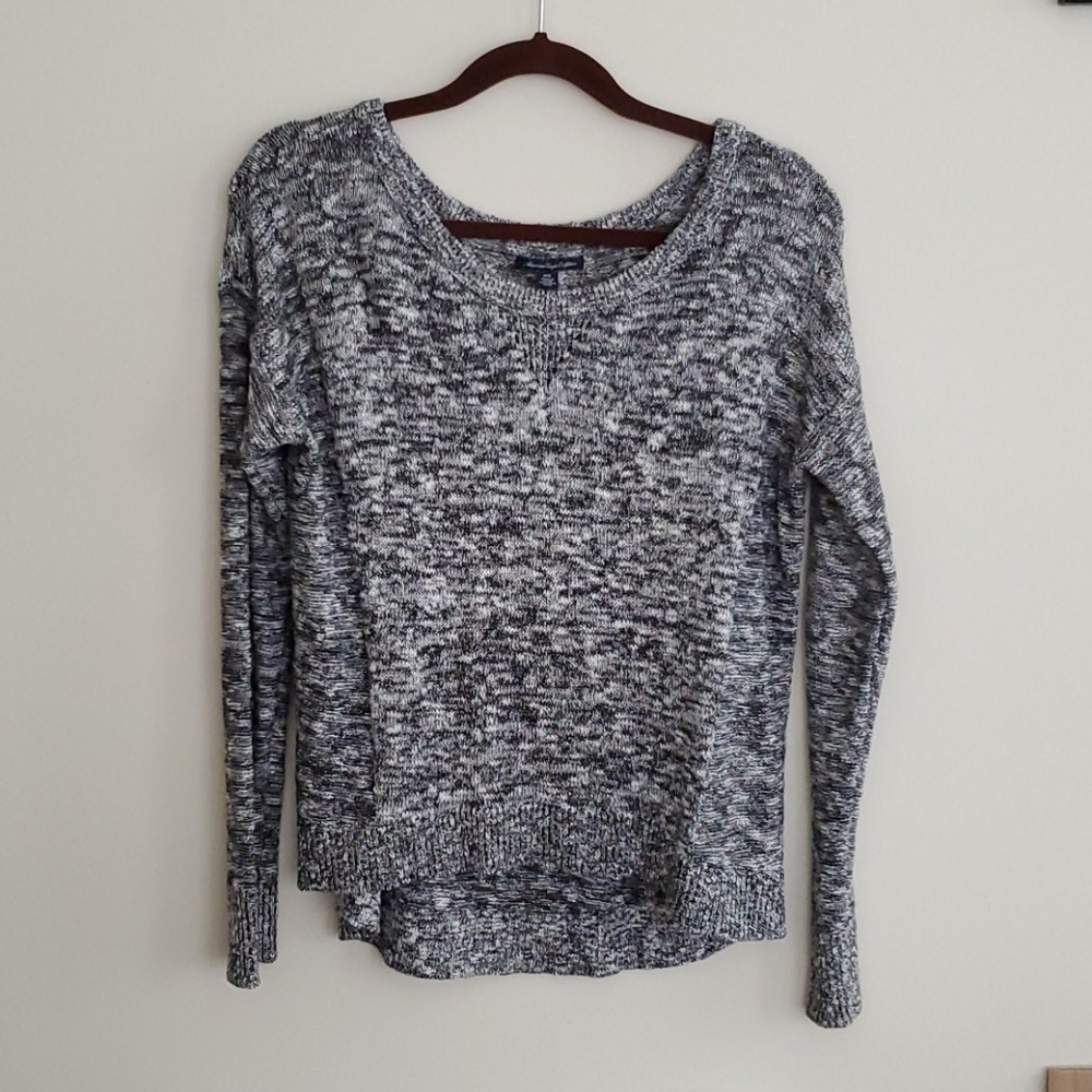 American Eagle Metallic Black and White Sweater
